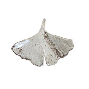 Vintage FLORA DANICA DENMARK 925 Silver Gingo Leaf Sculpted Brooch Pin Pendant